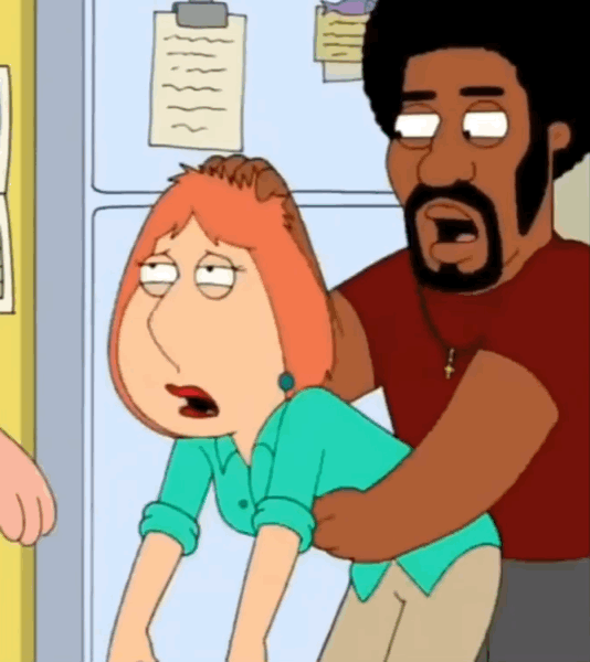 Lois Griffin told Peter to let him help. She felt his semi solid cock pressing on her cheeks