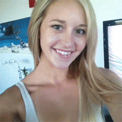 sexy blonde taking a selfie gif of her flashing her perfect body