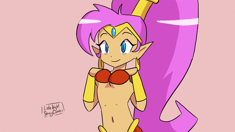 Shantae showing her tiddies