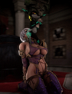 3d ass_rub breasts cleavage crossover facesitting gif isabella_valentine ivy midna redmoa soul_calibur the_legend_of_zelda yuri