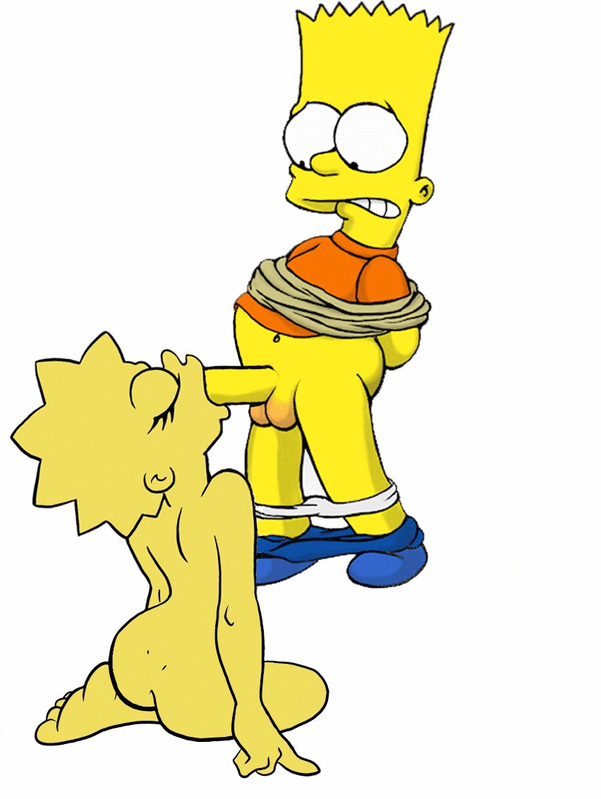 Lisa tied up Bart and is sucking his cock