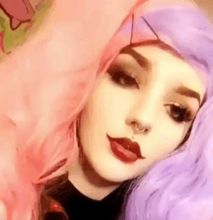 Pink haired cutie ahegao and drool.