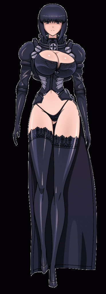 Gif - 1girl akiranime animated animated_gif bangs black_eyes black_hair black_legwear black_panties bob_cut bolt bouncing_breasts breasts cleavage cleavage_cutout cross female gloves gluteal_fold high_heels hips lace lace-trimmed_thighhighs large_breasts legs l
