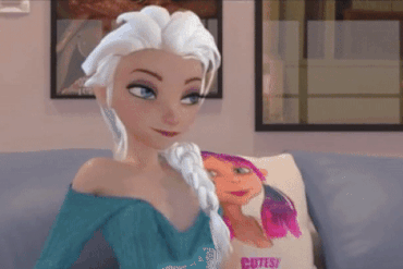 Gif - 3D hentai Disney Elsa boob flash with a flash of anger too.