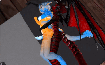 Gif - An herm dragoness thrusting dick on an other herm.