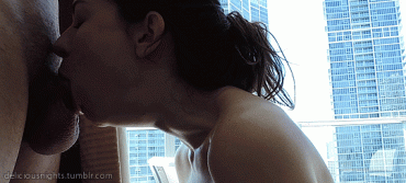 Gif - Ashley Alban handjob, blowjob, and cum swallow in front of open windows 5
