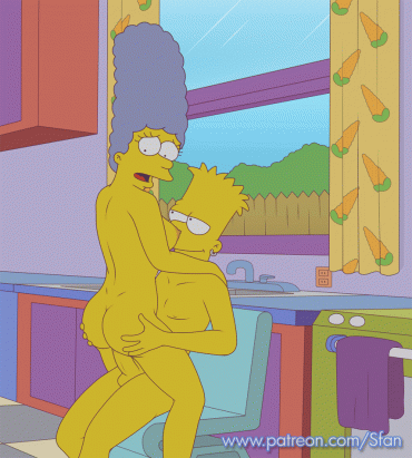 Gif - bart banging marge in the kitchen