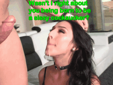 Gif - Brunette Born To Be A Cocksucker Sissy Caption