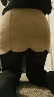Gif - Chubby in thick black tights upskirt