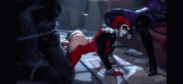 Gif - Harley Quinn giving Catwoman something to fap to