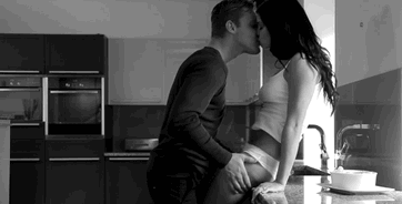Gif - Kissing in the kitchen