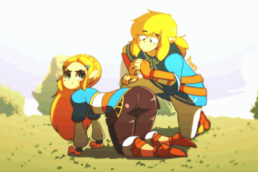 Gif - link and princess zelda (the legend of zelda and the legend of zelda: breath of the wild) drawn by diives