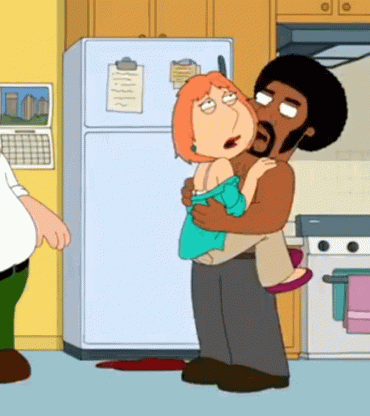 Gif - Lois Griffin pretending to still be choking, but in reality she’s always wanted to feel a big black cock