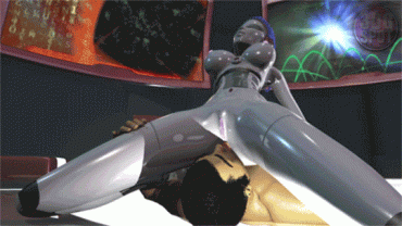 Gif - Lucky co-worker let her robot gf free to have face-sitting and virtual sex