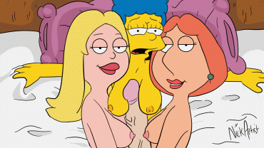 Gif - marge, francince and lois take on a huge cock