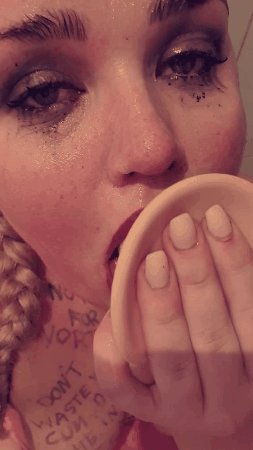 Gif - Practice gagging so you have the right glurp sound when my cock is in your throat