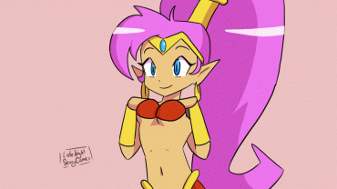 Gif - Shantae showing her tiddies