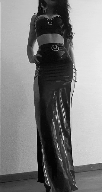 Gif - Stunning goth bimbo in latex skirt (Ausriefel on IG)