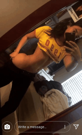 Gif - Thick-fit teen model showing off the goods