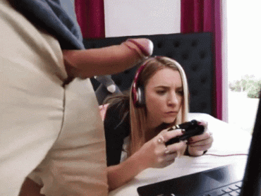Gif - WTF surprise huge cock reveal to gamer teen.