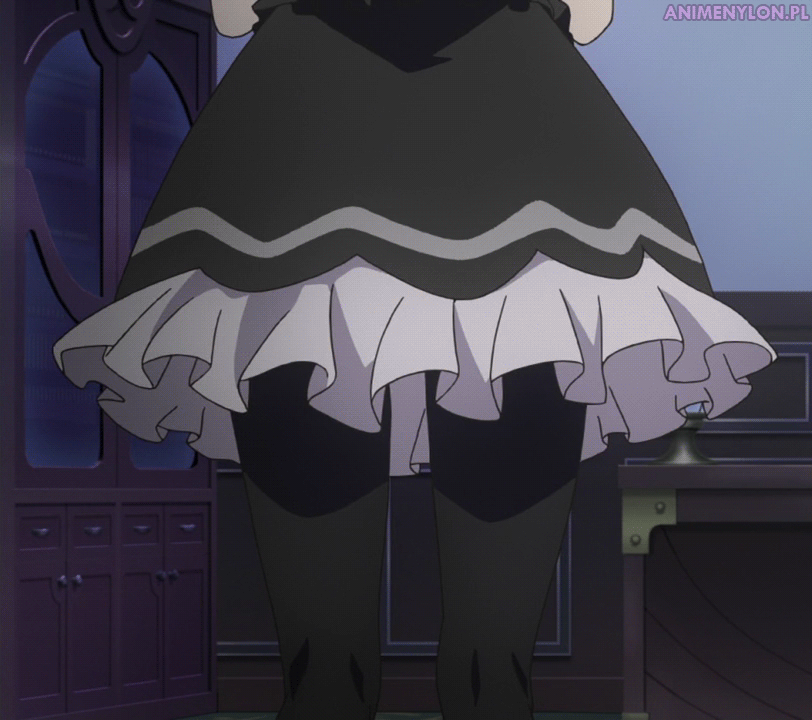Gif - animation gif anime Shinmai Maou no Testament burst naruse maria black pantyhose giirl ass dressing nylon legs tights