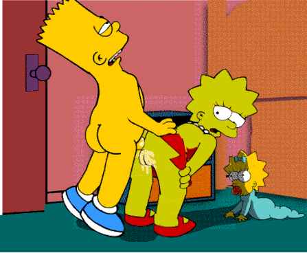 Gif - BART cumming in lisa’s asshole while Maggie watches