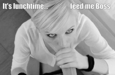 Gif - Blonde Boss Blowjob Lunch Sissy Captions