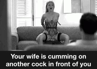 Gif - cheating wife is cumming on another cock in front of her cuck....