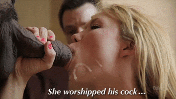Gif - cuckold watches his wife swallowing bbc cum