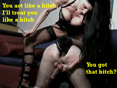 Gif - femdom mistress is hard caning her slave bitch cock
