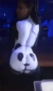 Gif - gif of girl body painted with a panda face on her ass twerking