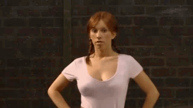 Gif - her shirt just suddenly disappears in front of everybody