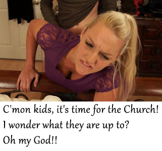 Gif - It's not what it looks like mom. I'm just purging sissy of any sexual urges before we leave.