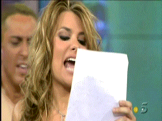 Gif - Maria Lapiendra ripped clothes on TV show