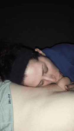 Gif - My cousin fell asleep on my lap so as a prank I pulled out my dick and put it up to her lips. Next thing I know she’s sucking me dry asleep!