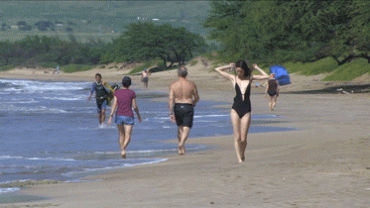 Gif - Perfect teen gets risky at a public beach.