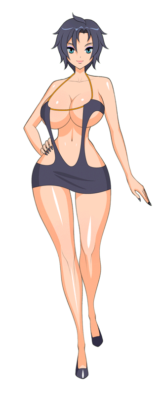Gif - Sexy big boobs lingerie hentai walking