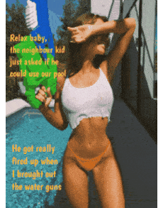 Gif - Your girlfriend wore a thin white top while suggesting a water fight with your hung teen neighbour