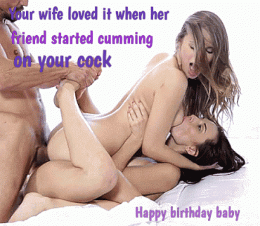 Gif - Birthday gift cumming, and wife loves it
