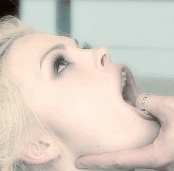 Gif - Blonde takes facial in the mouth