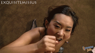 Gif - cute asian girl gets cum on her face