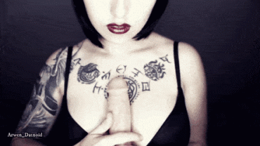 Gif - Goth Tattooed Teen Playing with Dildo JOI