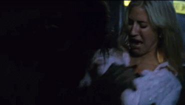 Gif - horror movie blonde attacked by big bad wolf
