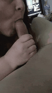 Gif - My wife blowing a new guy we found online, gave him his first ever titty fuck too
