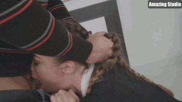 Gif - Pigtails are useful to fuck the face #1