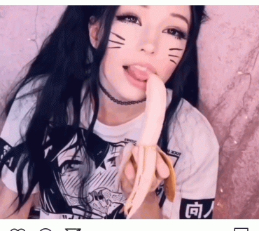Gif - Belle Delphine gives sloppy head to banana